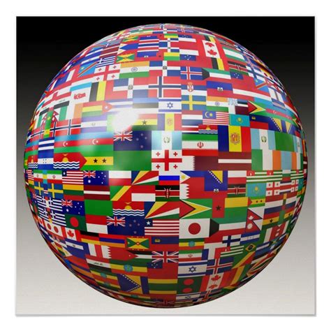 World Flags in a Globe Poster | Zazzle | Flags of the world, Globe ...