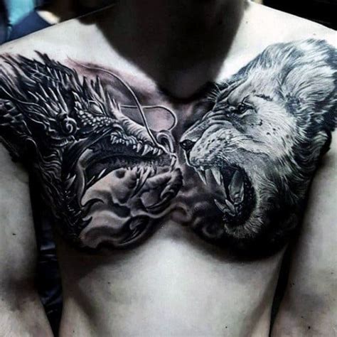 70 Lion Chest Tattoo Designs For Men - Fierce Animal Ink Ideas