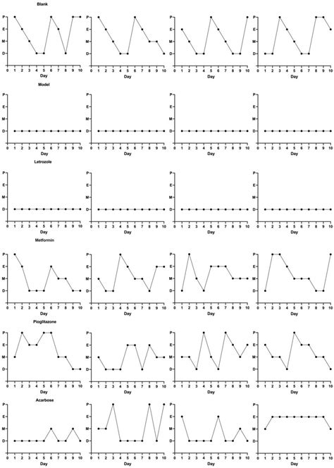 Changes of estrus cycle of rats in each group. The change of estrus... | Download Scientific Diagram