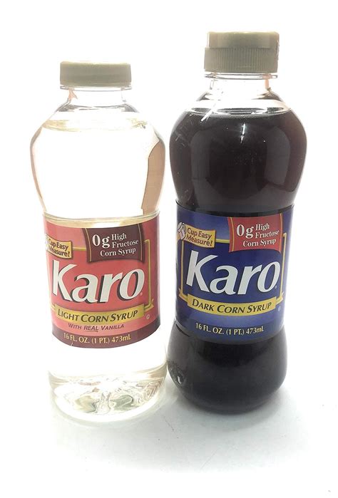 Karo Syrup Variety Pack - Dark Corn Syrup 16 oz & Light Corn Syrup 16 oz - 2 Piece Set