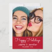Personalized Christmas card red & white Your Photo | Zazzle
