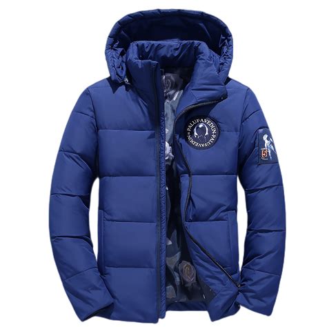 Winter Thick Warm Down Jackets Men's Snow Overcoat Casual Slim Fit Short Hooded Puffer Jacket ...