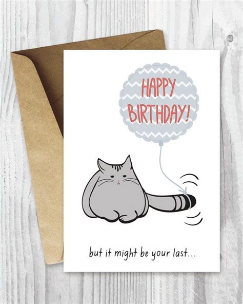 Birthday Card Printable Birthday Card Funny Cat Birthday | Etsy | Funny ...