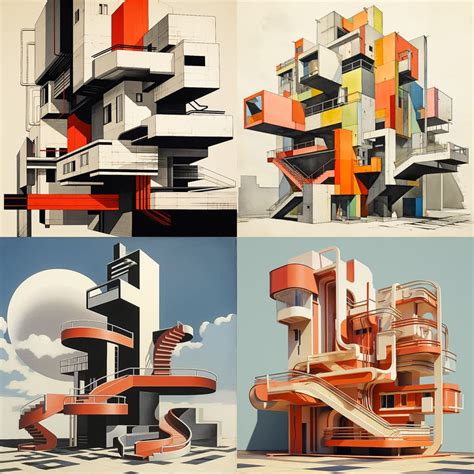 Constructivist architecture AI Art Style - Dynamic Geometric ...