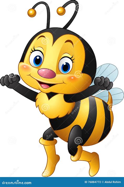 Cartoon happy bee stock vector. Illustration of black - 76884772