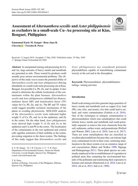 Assessment of Alternanthera sessilis and Aster philippinensis as ...