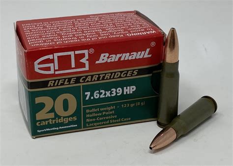 Barnaul 7.62x39mm Lacquered Steel Case 123 Grain Hollow Point - 20 Rounds (Box) [NO TAX outside ...