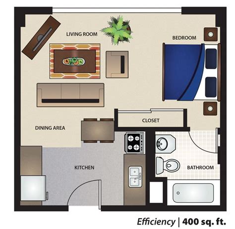 1: 400 Sq Ft Studio Apartment Layout Ideas