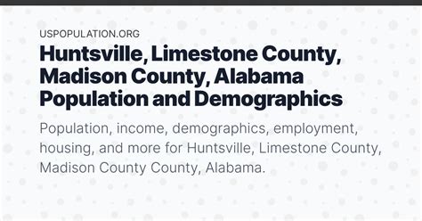 Huntsville, Limestone County, Madison County, Alabama Population | Income, Demographics ...