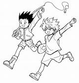 Coloriage Gon Et Killua Vont à La Pêche  Coloriages Gratuits Imprimer sketch template