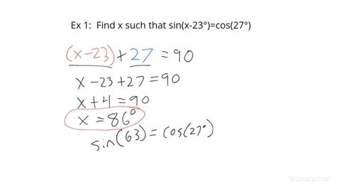 Using the Relationship Between the Sines & Cosines of Complementary ...