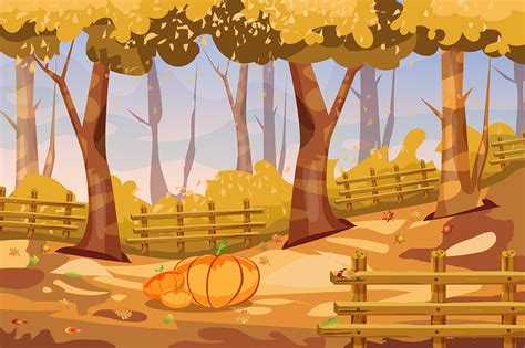 Cartoon Autumn Landscape Background Graphic by Bellart · Creative Fabrica