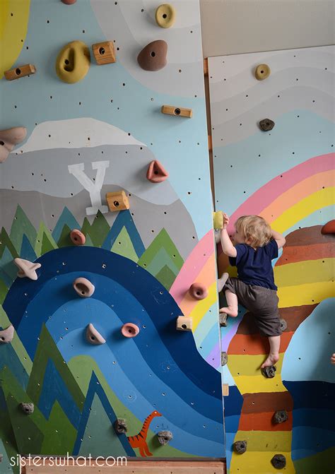 DIY Kids Inside Rock Climbing Wall with Mural - Sisters, What!