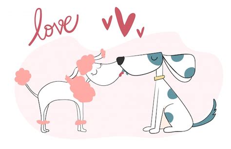 Premium Vector | Cute two dog kissing