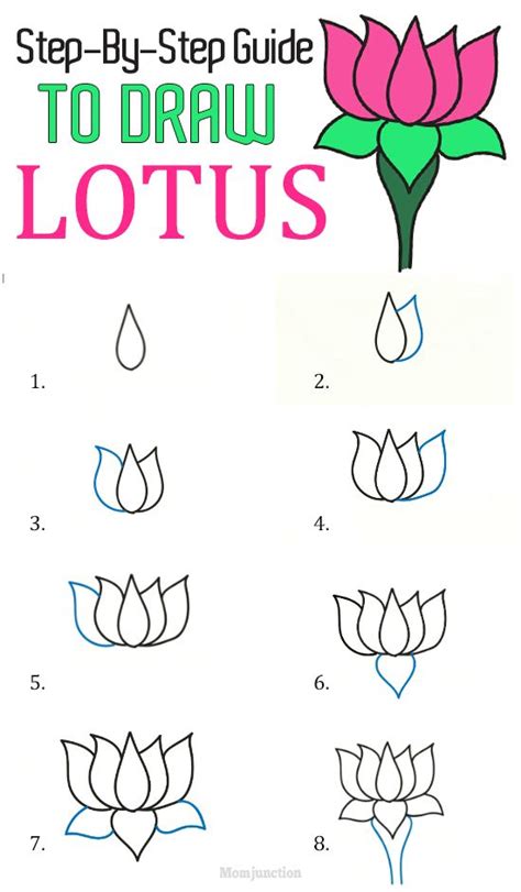 How To Draw Lotus: Easy Step-By-Step Guide | Легкие рисунки, Рисование шаг за шагом, Цветок лотоса