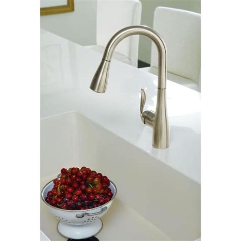 Moen Arbor Matte Black 1-Handle Deck-Mount Pull-Down Handle Kitchen Faucet in the Kitchen ...