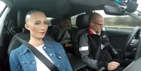 Sophia the Robot Rides in a Self-Driving Car - Robotics Business Review