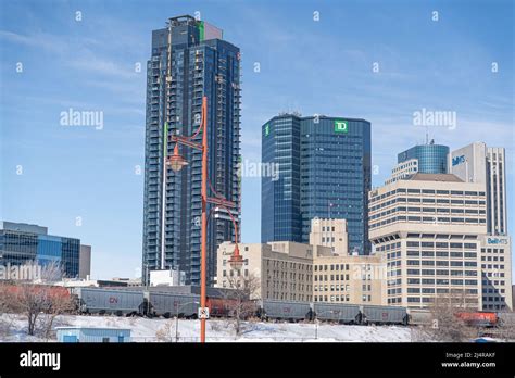 March 17 2022 - Winnipeg Manitba Canada - Downtown Winnipeg City ...