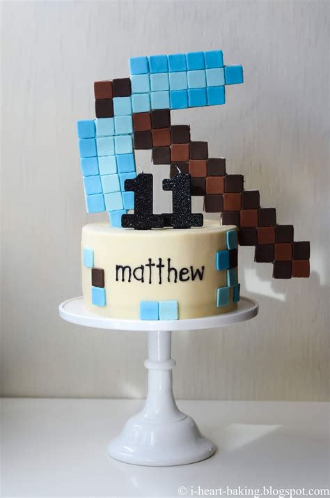 i heart baking!: minecraft diamond pickaxe birthday cake