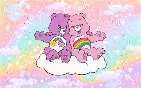 Cute Care bear pink and purple bear aesthetic desktop wallpaper | Bear wallpaper, Wallpaper ...