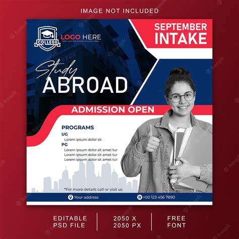 Premium PSD | Free PSD study abroad banner design template