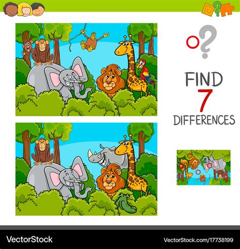 Spot The Difference Printable Animals