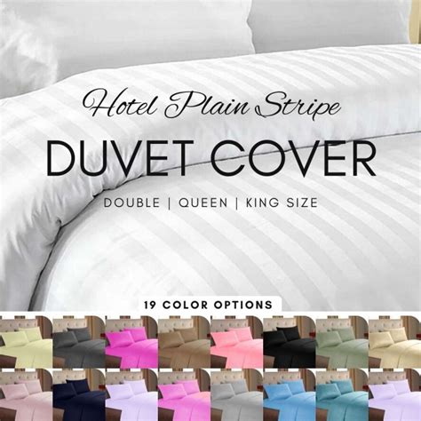 Hotel Quality Plain Stripe Duvet Cover with Zipper | Duvet Cover Double ...