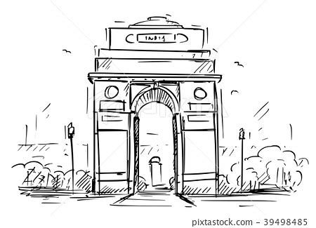 Cartoon Sketch of the India Gate, New Delhi, India - Stock Illustration [39498485] - PIXTA