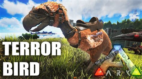 ARK Survival Evolved TERROR BIRD Tame - Grappling Hook - Terror Bird Leveling - YouTube