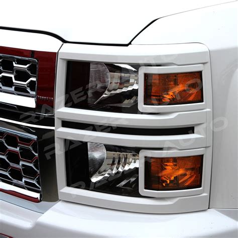 Razer Auto Summit White Headlight Trim Cover for 2014-2015 Chevy Chevrolet Silverado 1500 Light ...