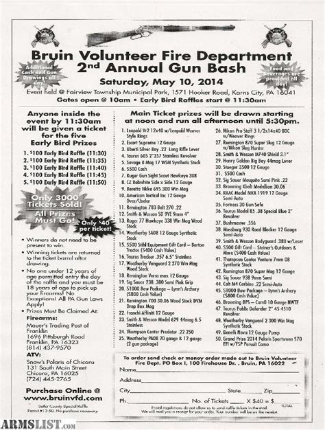 ARMSLIST - For Sale: Gun Bash Tickets