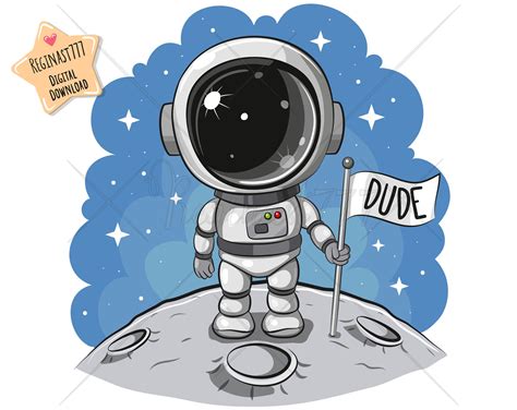 Cute Astronaut Clipart Astronaut Clip Art Cute Kids Print | Etsy