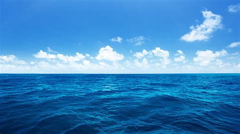 HD wallpaper: Blue sea, sea, blue sky, white clouds, ocean scenery | Wallpaper Flare