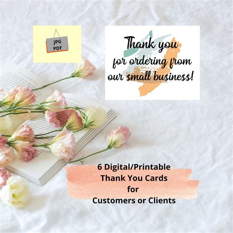 6 Digital and Printable Thank You Card for Clients Customers - Etsy