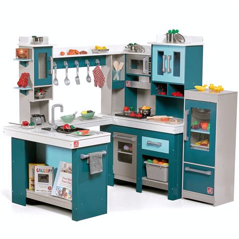 Step2 Grand Walk-In Wood Play Kitchen with 15 Piece Accessory Play Set ...