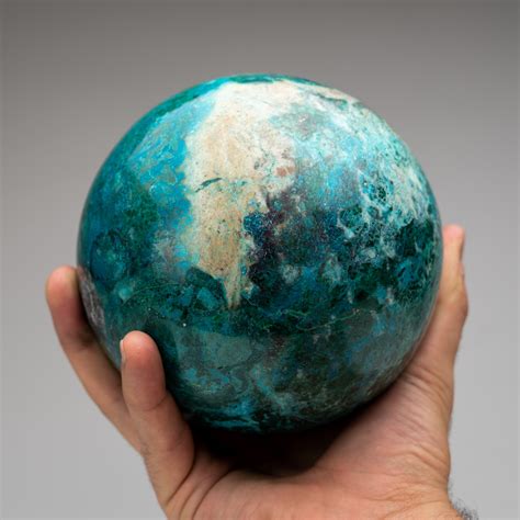 Large Polished Natural Chrysocolla Sphere // Acrylic Display - Astro ...