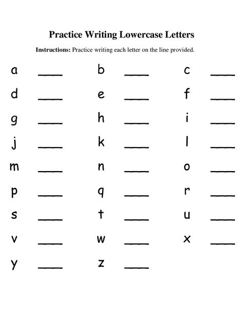 Lowercase Alphabet Copy Worksheets