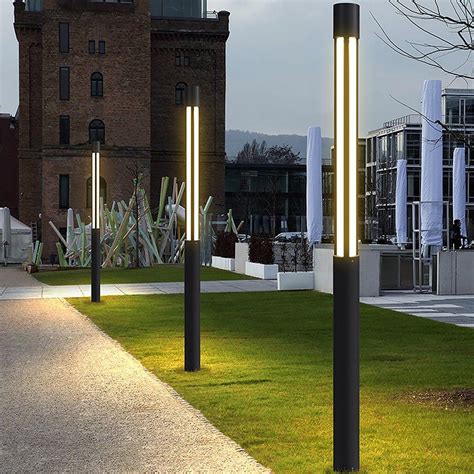 Cylinder Shaped LED Black Modern Outdoor Post Lights Pole Lamp Path ...