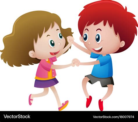 Two kids holding hands Royalty Free Vector Image