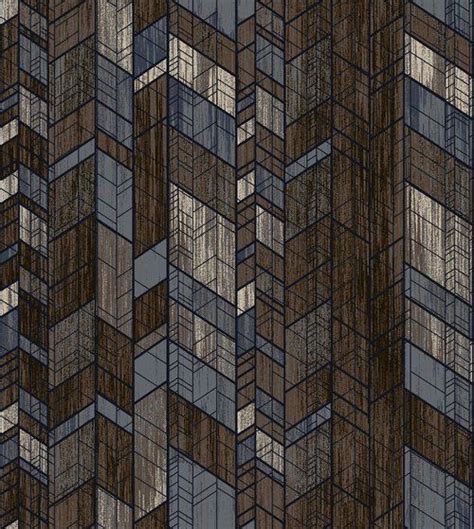 an abstract pattern made up of wood and metal bars on the side of a ...