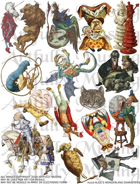 Alice in Wonderland Characters Collage Sheet Digital - Etsy