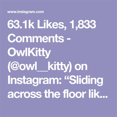 63.1k Likes, 1,833 Comments - OwlKitty (@owl__kitty) on Instagram: “Sliding across the floor ...