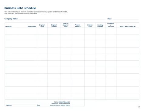 Business Debt Schedule Form ≡ Fill Out Printable PDF Forms Online