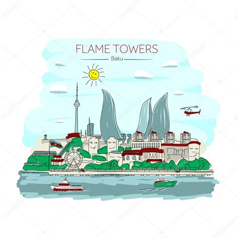 Flame Towers Baku. Azerbaijan. — Stock Vector © SubhanBghirov #107999944