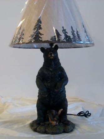 25" Standing Black Bear Lamp Forest Print Shade - Table Lamps - Amazon.com