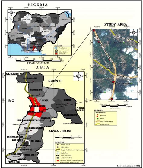 A : Top Left – Map of Nigeria showing Abia State 1 b : Bottom Left –... | Download Scientific ...