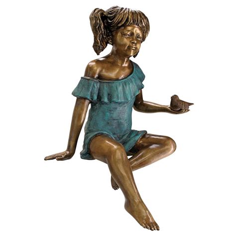 Design Toscano Bridgette with Bird, Little Girl Cast Bronze Garden Statue - Walmart.com ...