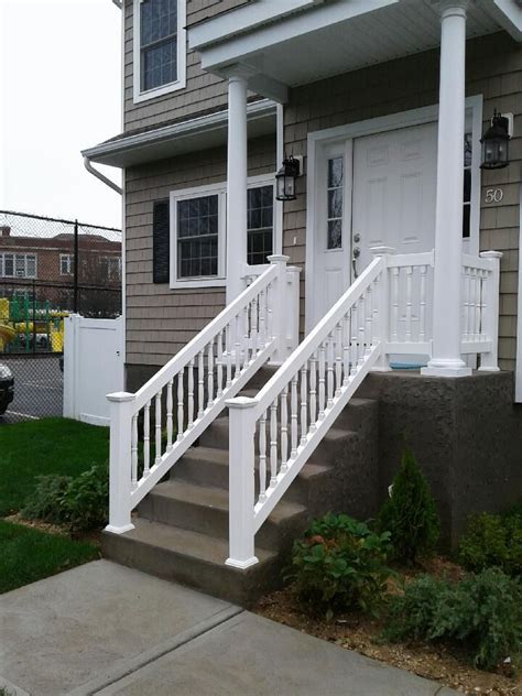 36" PVC Spindle Outdoor Stair Railings | Outdoor stair railing, Outdoor stairs, Front porch steps