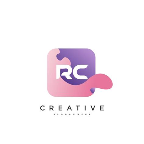 RC Initial Letter logo icon design template elements with wave colorful art. 13971133 Vector Art ...