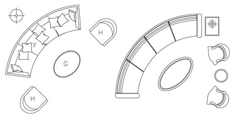 Two different types of curved sofa 2d Autocad furniture drawing ...